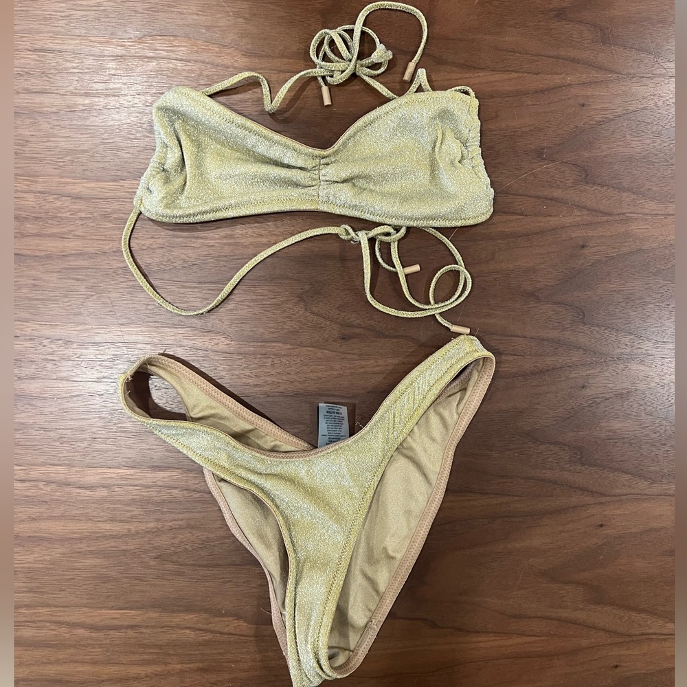 Triangl gold glitter bikini set. Barely worn!